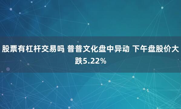 股票有杠杆交易吗 普普文化盘中异动 下午盘股价大跌5.22%