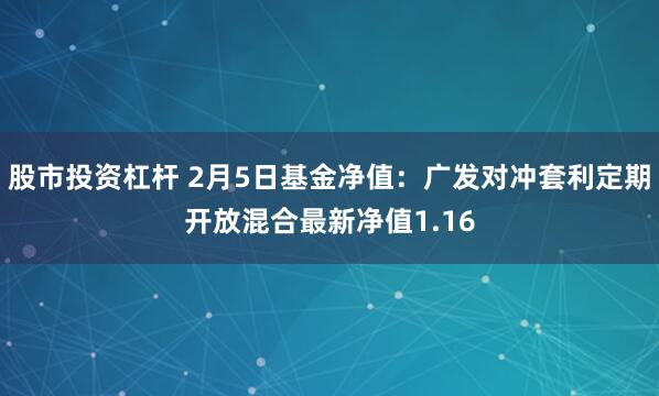 股市投资杠杆 2月5日基金净值：广发对冲套利定期开放混合最新净值1.16