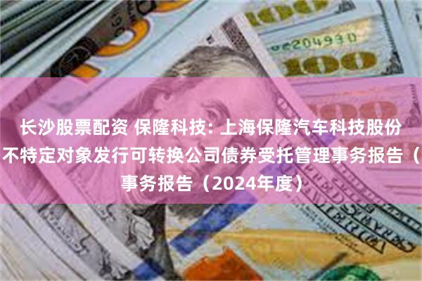 长沙股票配资 保隆科技: 上海保隆汽车科技股份有限公司向不特定对象发行可转换公司债券受托管理事务报告（2024年度）